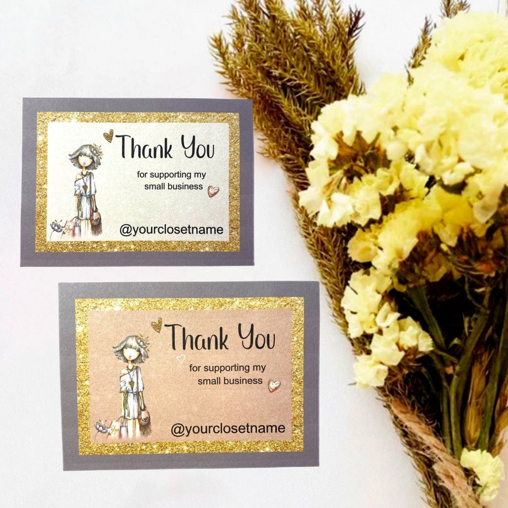 Poshmark Thank You Card - Set of 100 Online Boutique Packaging Card - Thank You
